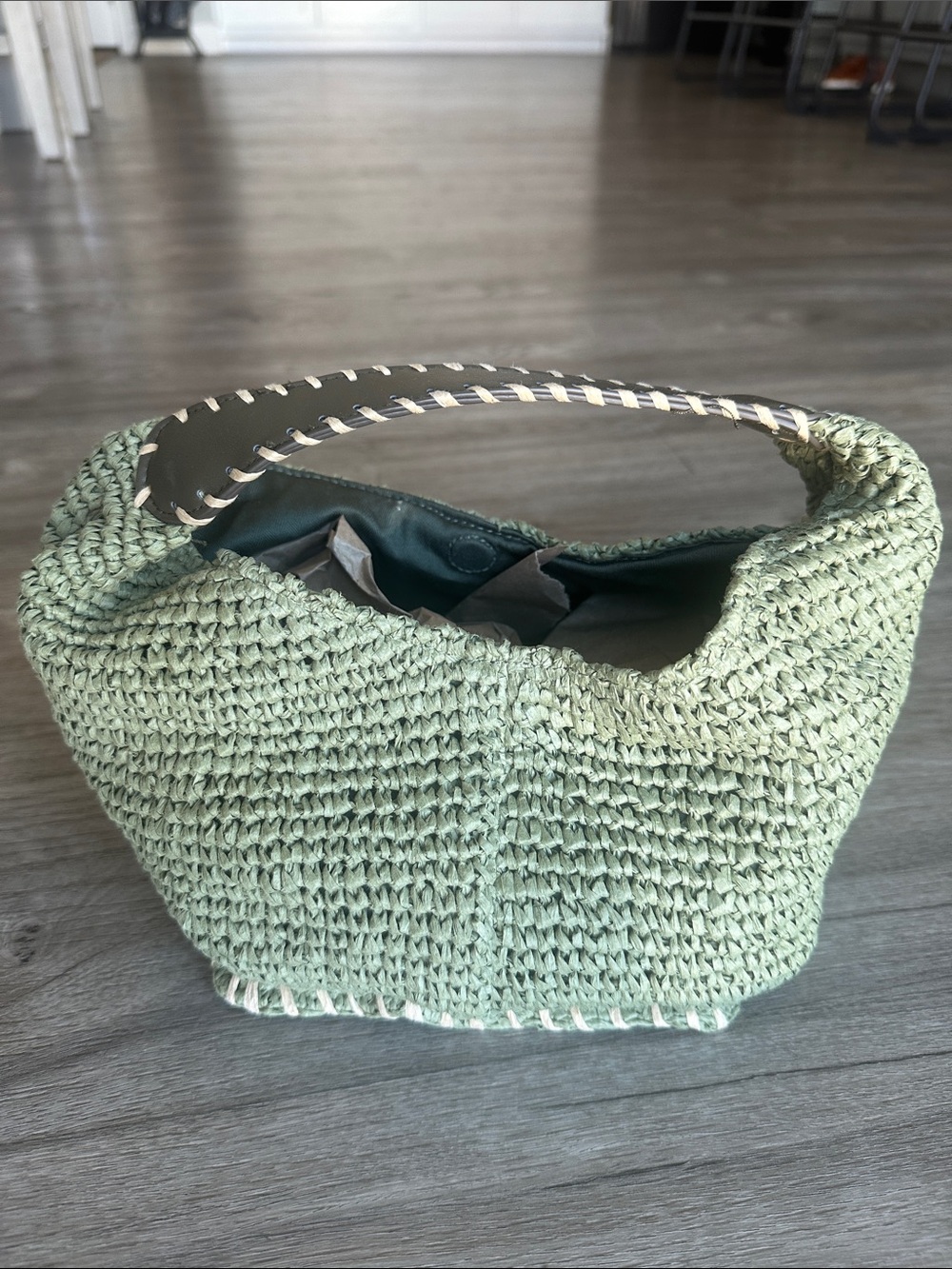 Zara Green Braided Raffia Hobo Bag with Crossbody Strap - Unused Ref 6531/510